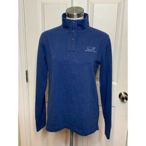 Vineyard Vines Men's Blue 1/4 Snap Logo Long Sleeve Top, Size XS